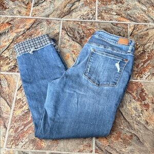Judy Blue Blue Jeans with Plaid Cuff